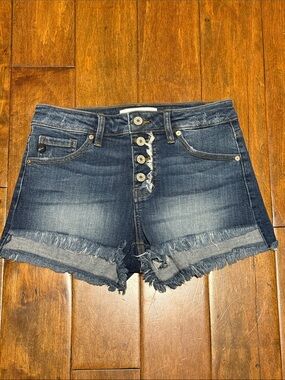 KanCan NWOT Dark Blue Button-Fly Distressed High Waist Denim Shorts Medium